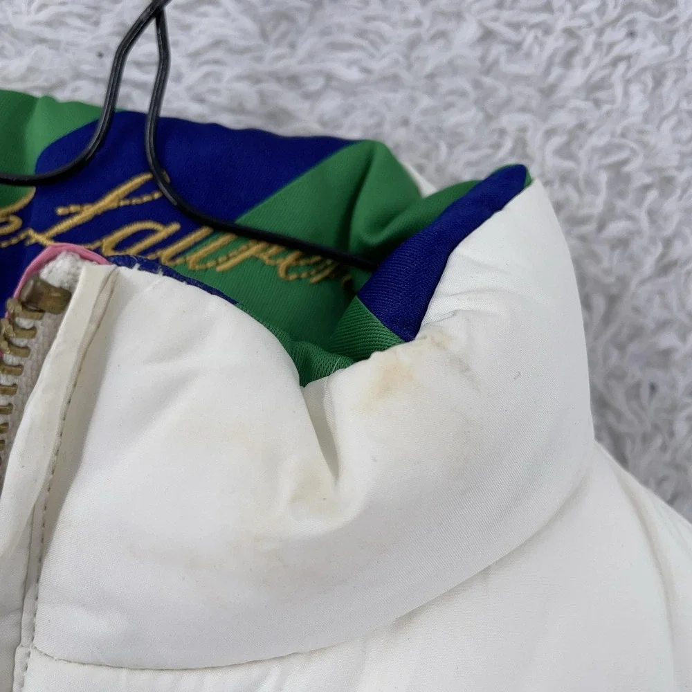 Polo Ralph Lauren Girls 2T Reversible Down Puffer Vest Pink‎ White Quilted Pony
